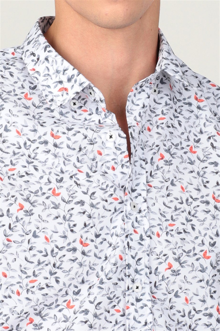 Slim Fit Uzun Kol Baskılı Desenli Yaka Düğmeli Erkek Gömlek