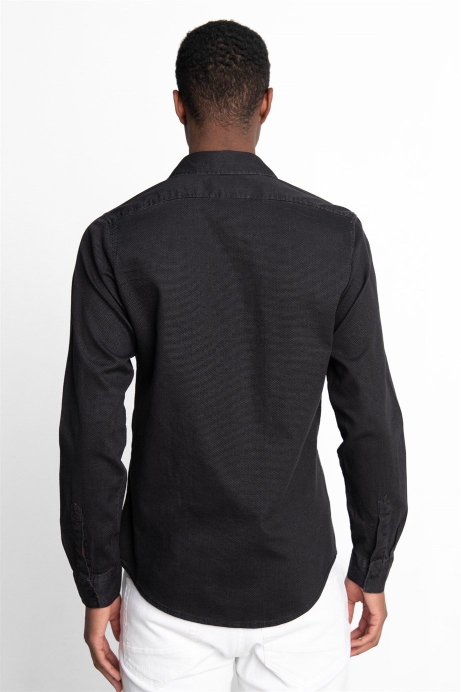 Slim Fit Uzun Kol Biyeli Erkek Denim Gömlek