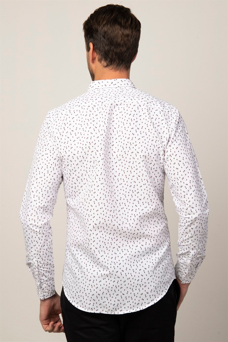 Slim Fit Uzun Kol Baskılı Erkek Gömlek