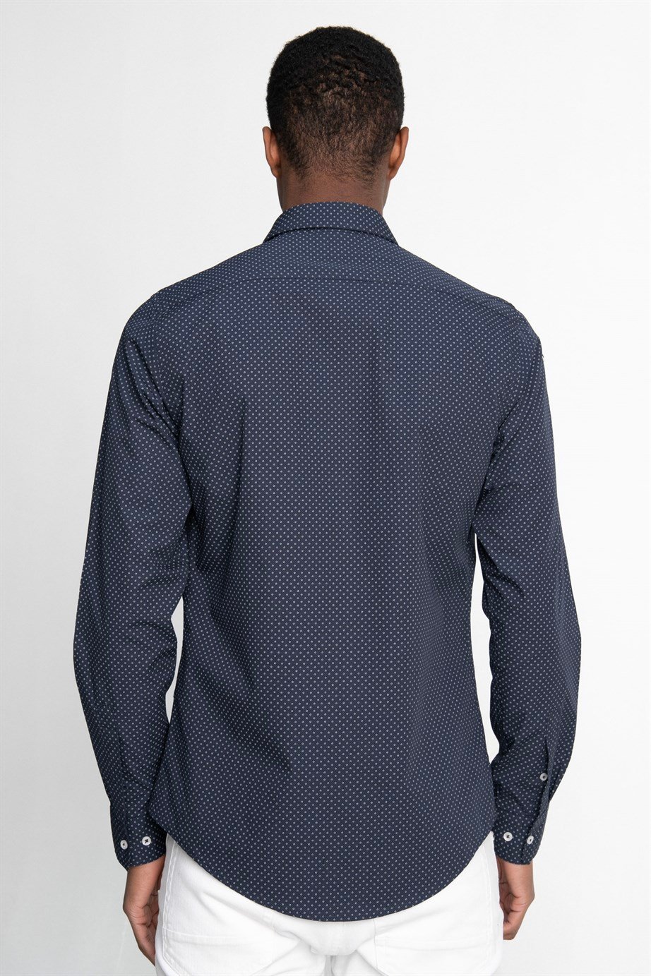 Slim Fit Dar Kesim Pamuklu Kolay Ütülenebilir Desenli Erkek Gömlek