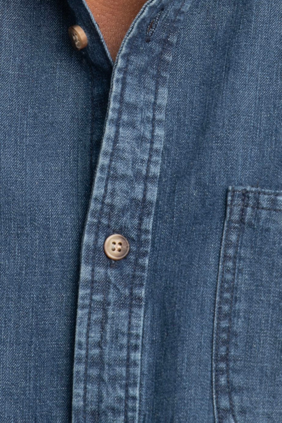 Slim Fit Uzun Kol Tek Cep Denim Kot Erkek Gömlek