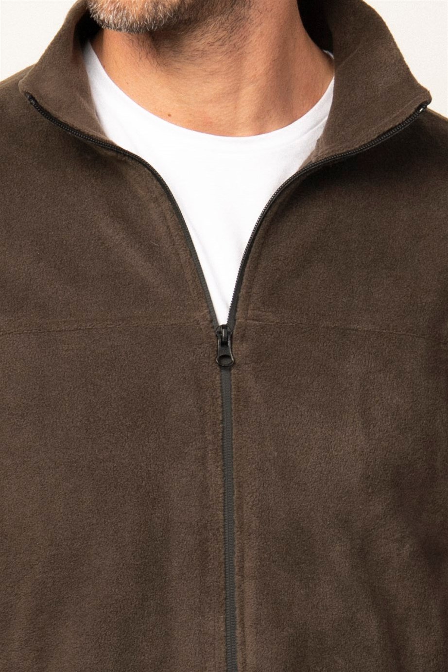 Slim Fit Fermuarlı Flota Cepli Erkek Ceket Polar