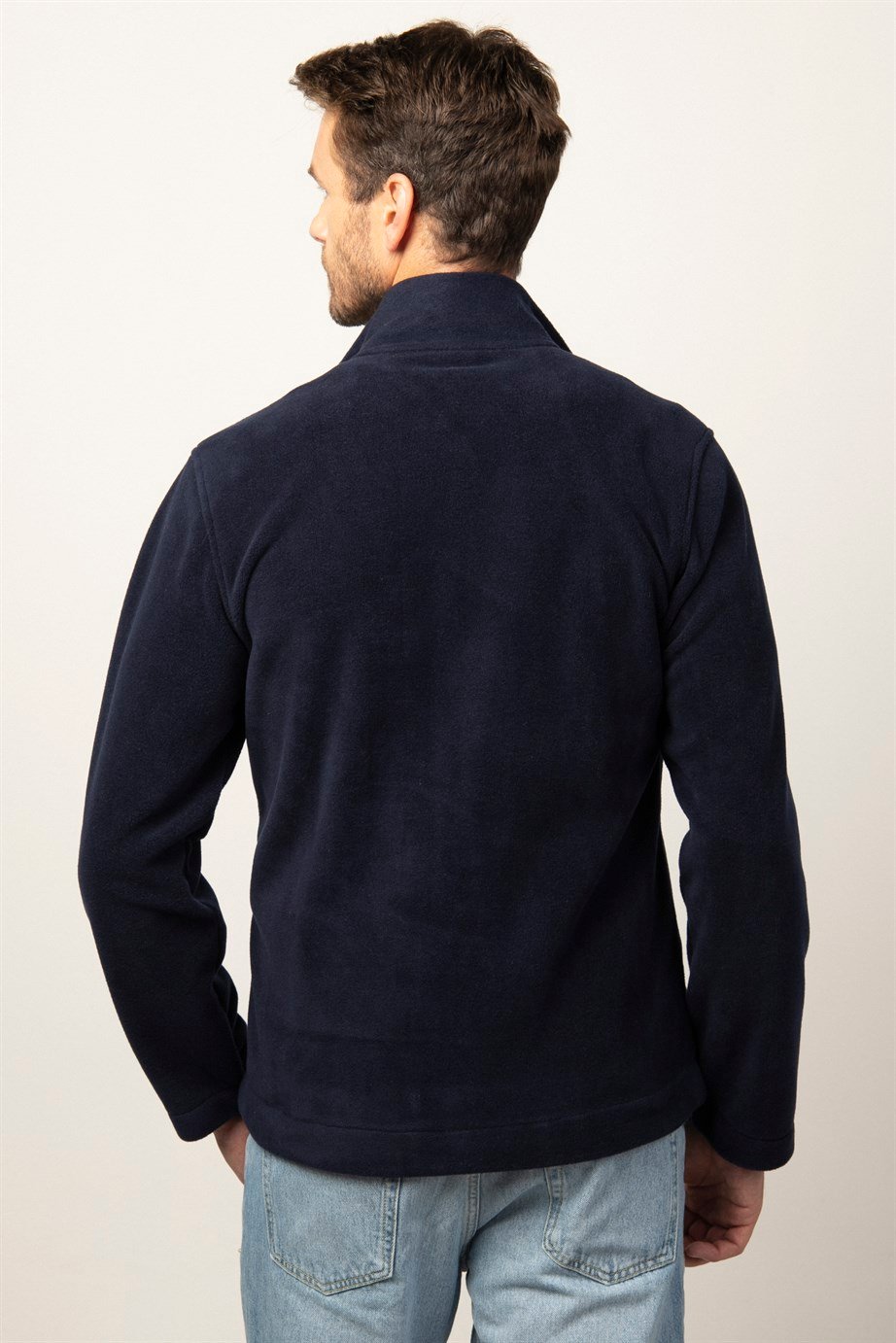 Slim Fit Fermuarlı Flota Cepli Erkek Ceket Polar