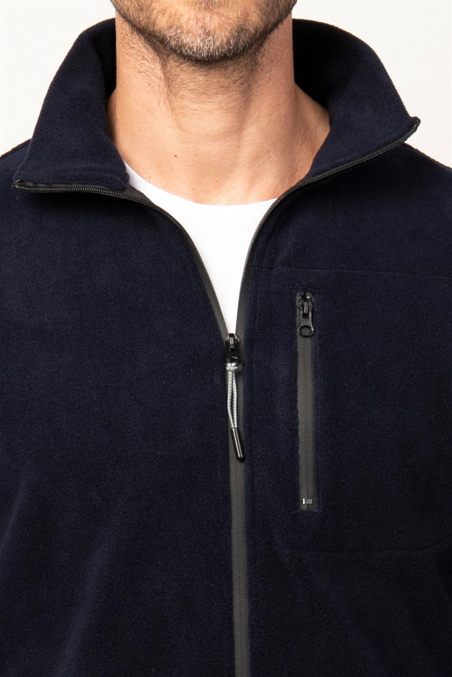 Slim Fit Tam Fermuarlı 3 Cepli Filotalı Erkek Ceket Polar