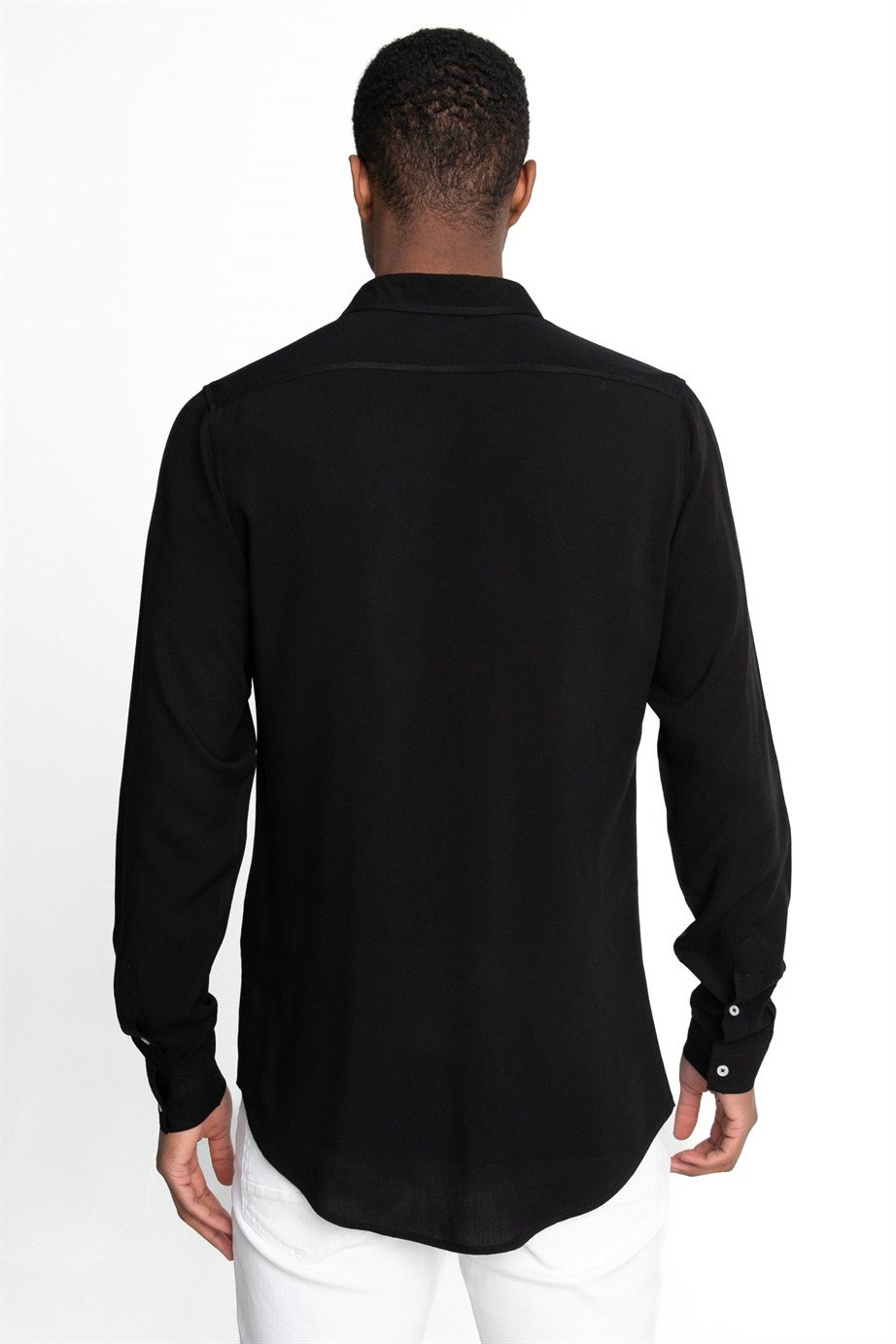 Slim Fit Dar Kesim Uzun Kol Dökümlü Viskon Şık Erkek Gömlek