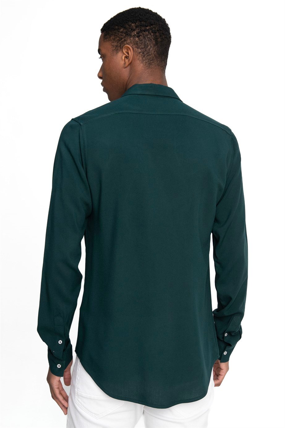 Slim Fit Dar Kesim Uzun Kol Dökümlü Viskon Şık Erkek Gömlek
