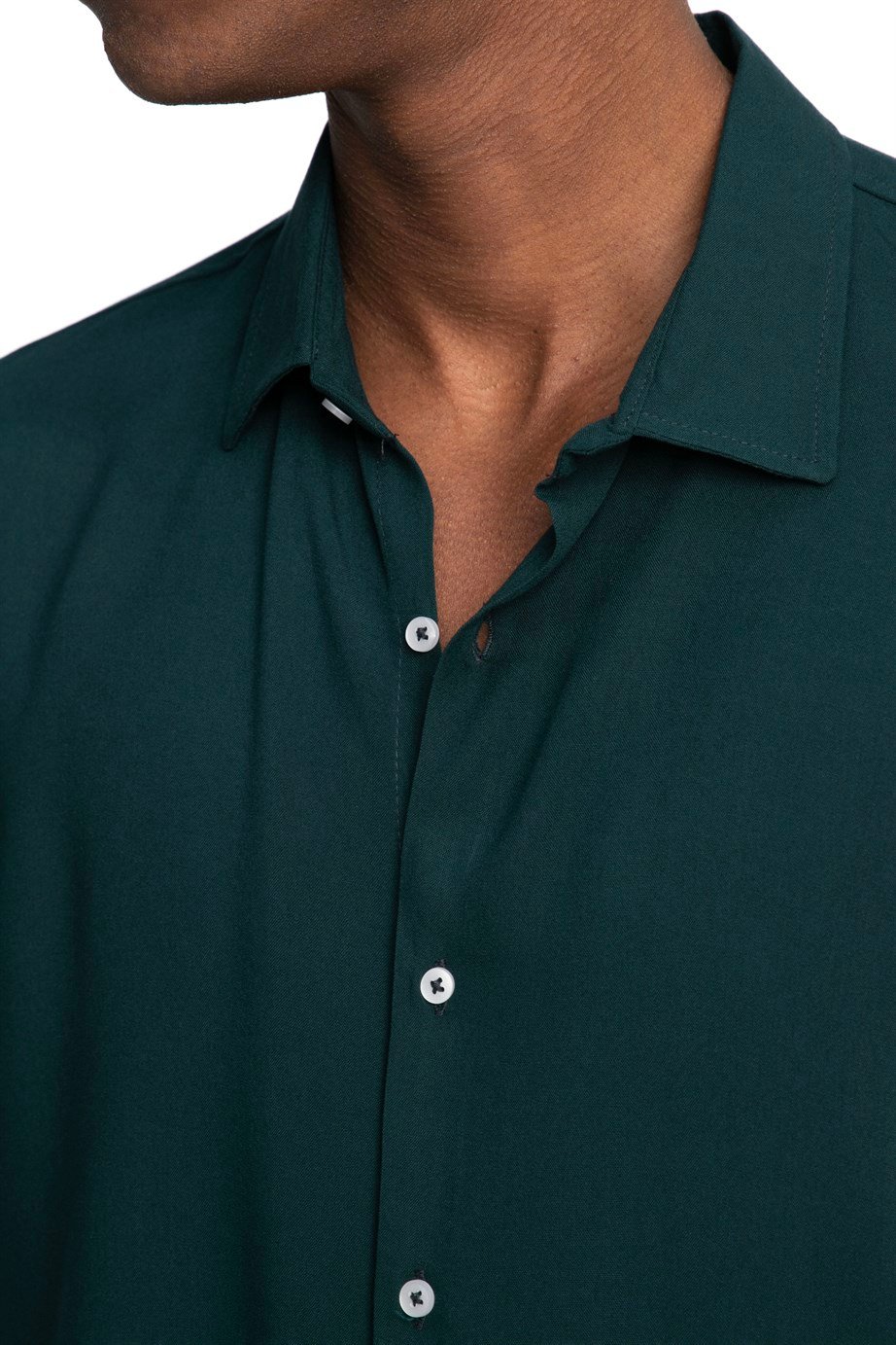 Slim Fit Dar Kesim Uzun Kol Dökümlü Viskon Şık Erkek Gömlek