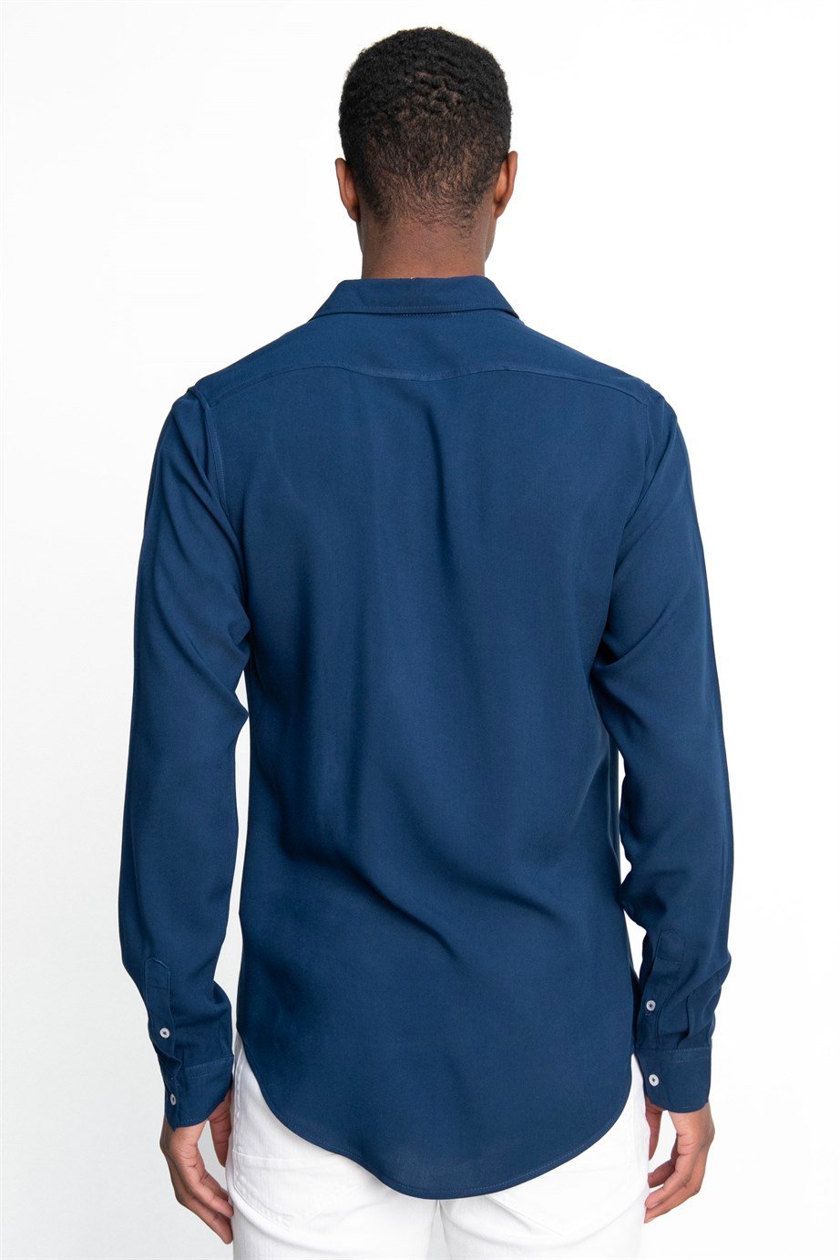 Slim Fit Dar Kesim Uzun Kol Dökümlü Viskon Şık Erkek Gömlek