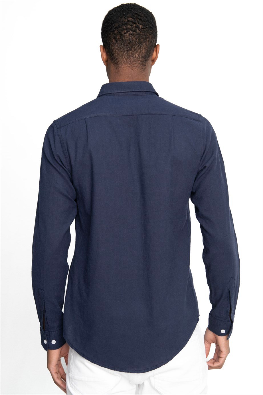 Slim Fit Uzun Kol Biyeli Yaka Düğmeli Keten Erkek Gömlek