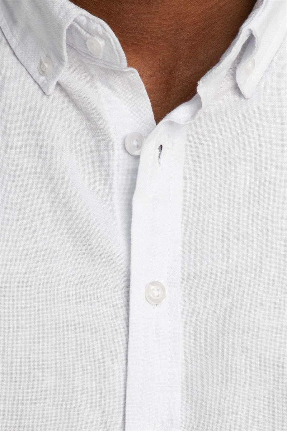 Slim Fit Uzun Kol Biyeli Yaka Düğmeli Keten Erkek Gömlek