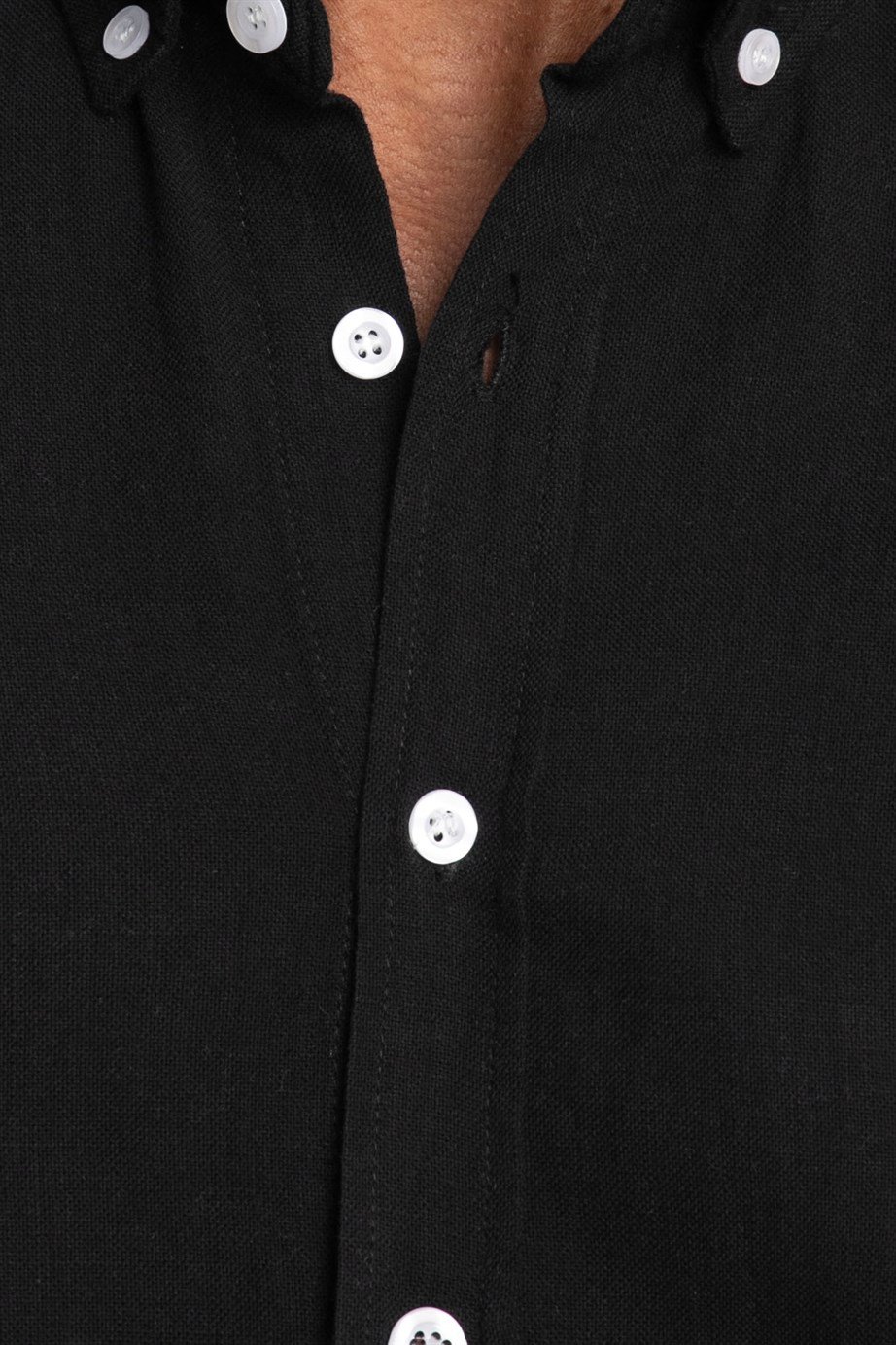 Slim Fit Uzun Kol Biyeli Yaka Düğmeli Keten Erkek Gömlek