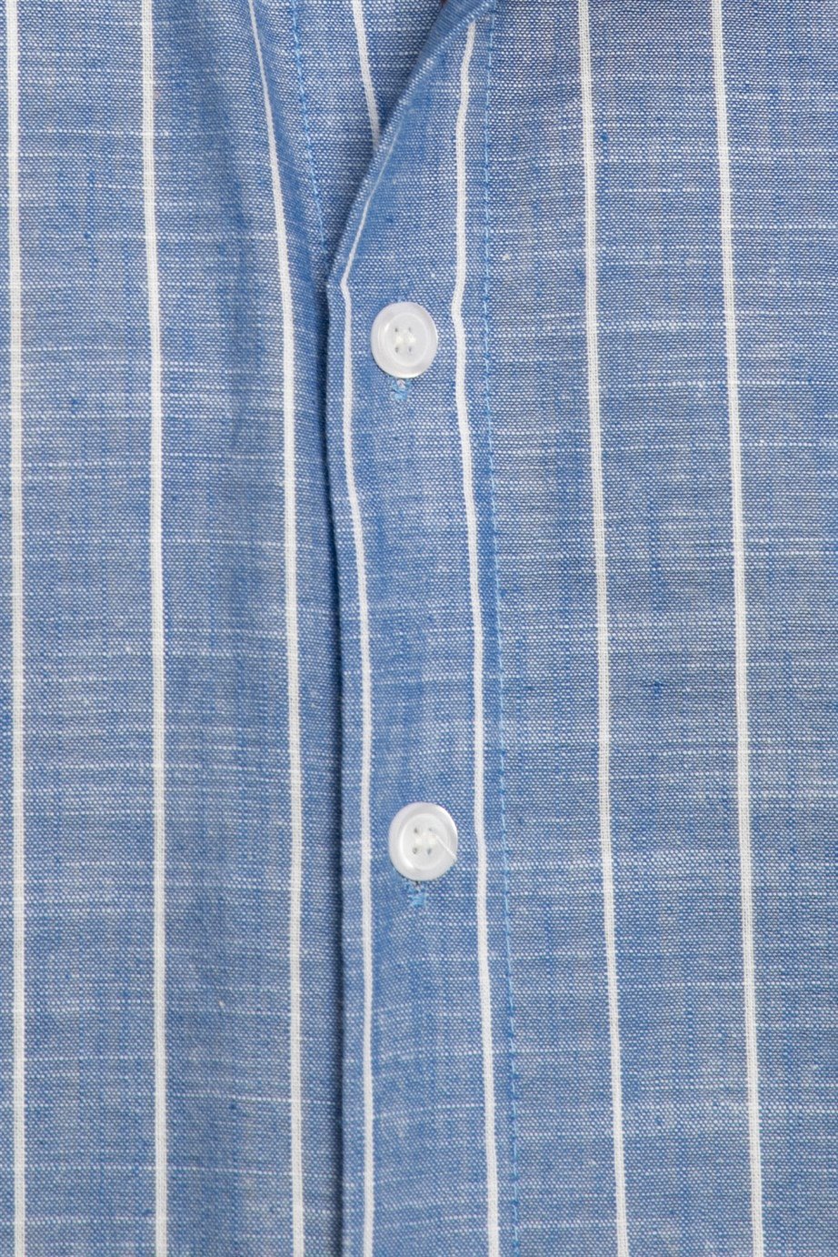 Slim Fit Uzun Kol Çizgili Yaka İçi Biyeli Ketenli Erkek Gömlek