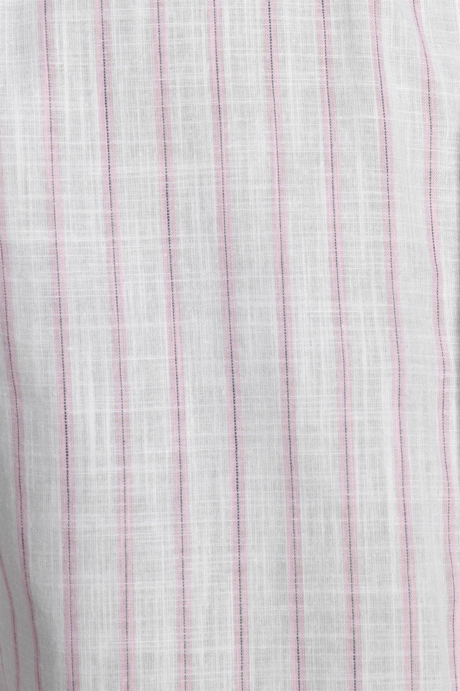 Slim Fit Uzun Kol Çizgili Yaka İçi Biyeli Ketenli Erkek Gömlek