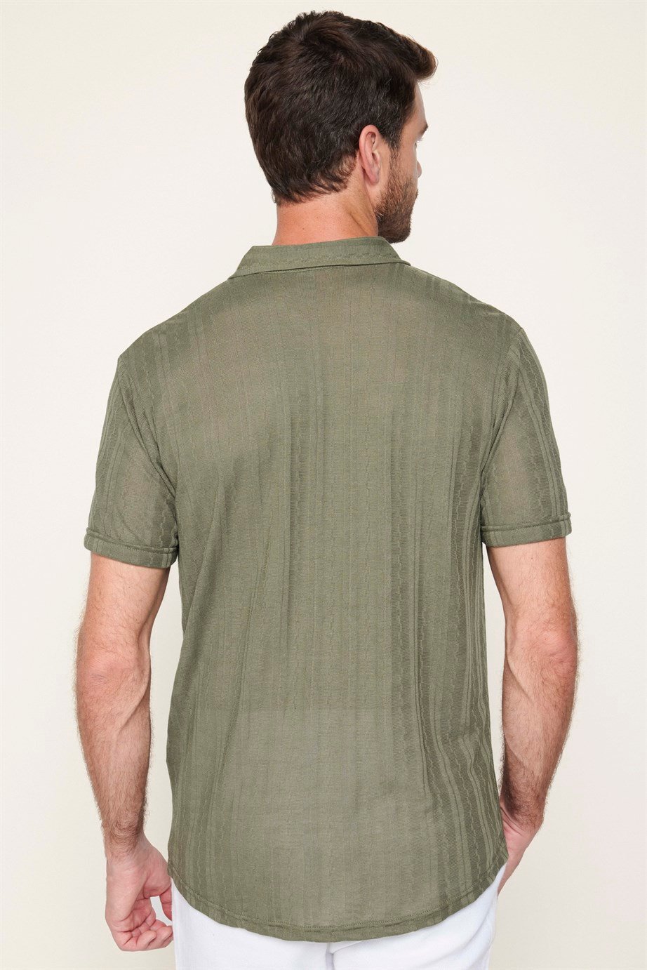 Erkek Slim Fit Kısa Kollu Desenli Serin Tutan  Gömlek