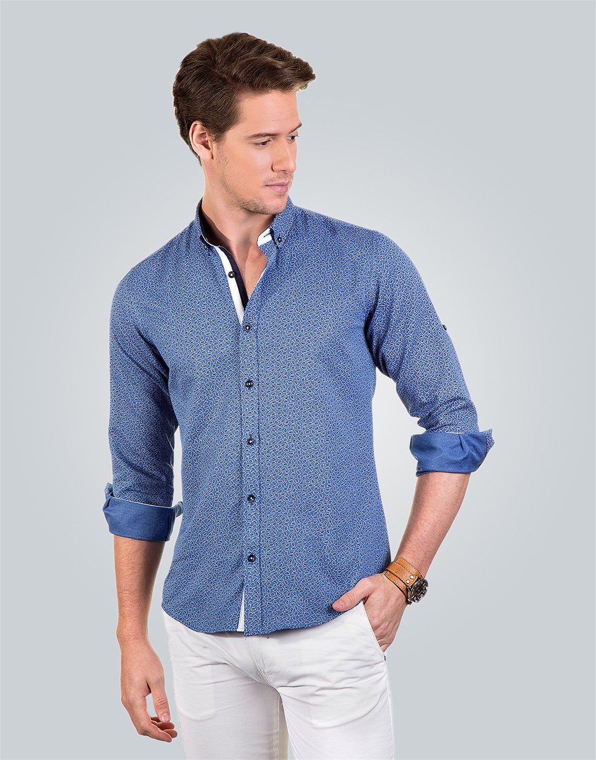 SLIM FIT LONG SLV OLD   GÖMLEK SLIM FIT PRINTED - SIMPLE