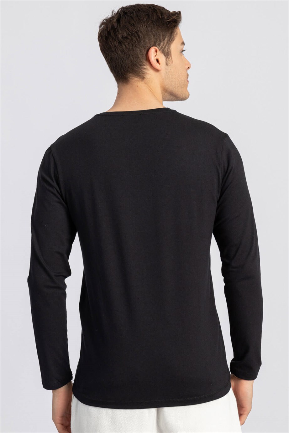 LONG SLV PLAIN V-NECK   T-SHIRT 90/1 SLIM FIT T-SHIRT