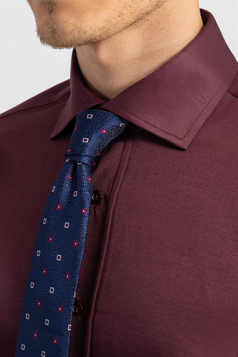 Modern Slim Fit Düz Saten Erkek Gömlek