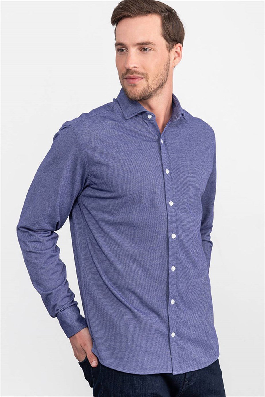 SLIM FIT LONG SLV GUILANO   GÖMLEK KNITTED SHIRTS