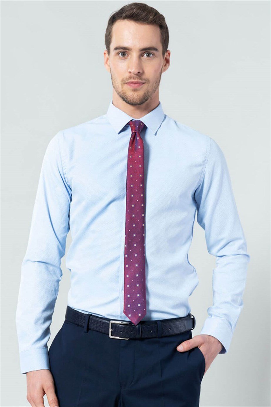 Slim Fit Mavi Erkek Gömlek