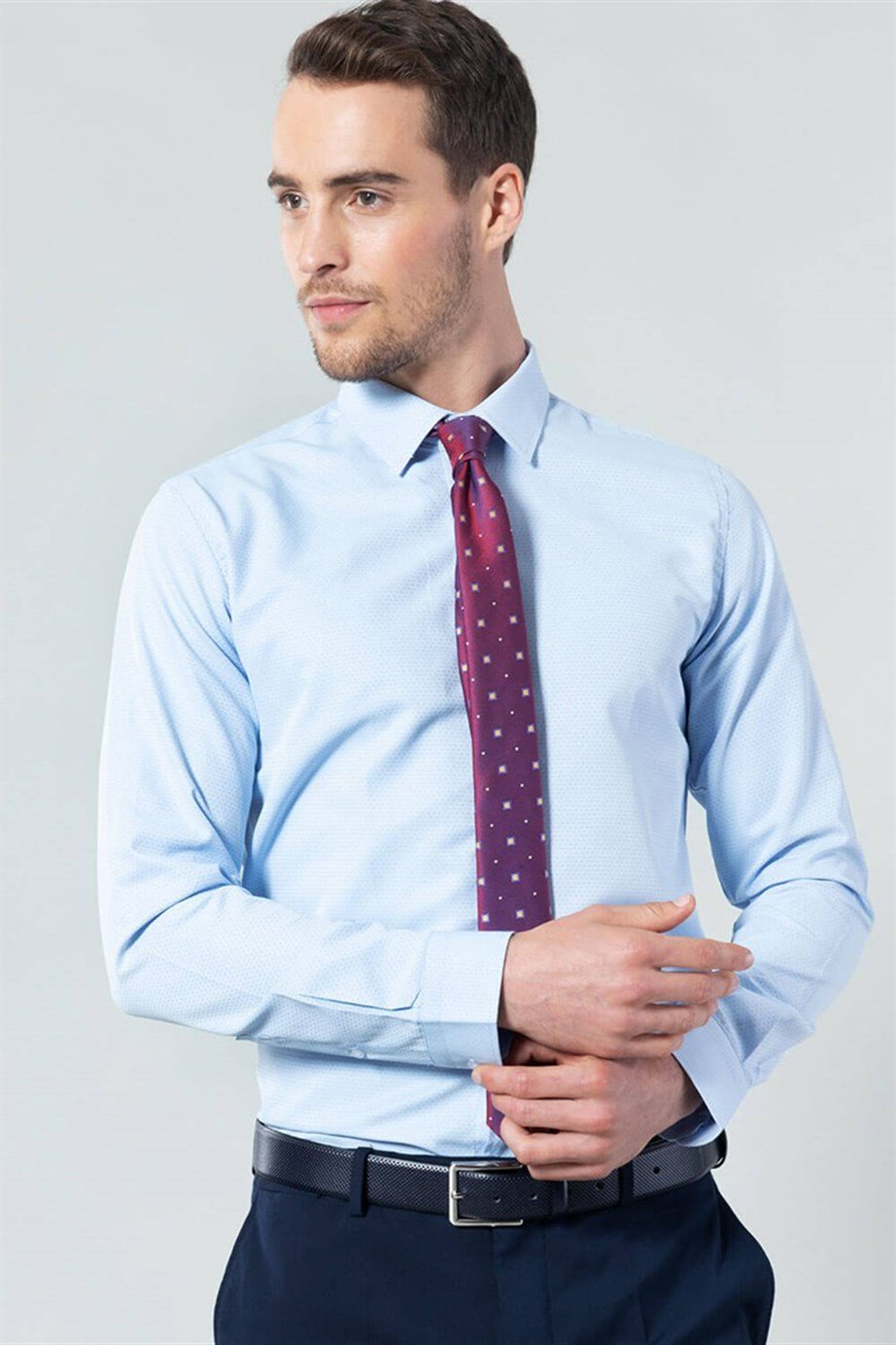 Slim Fit Mavi Erkek Gömlek