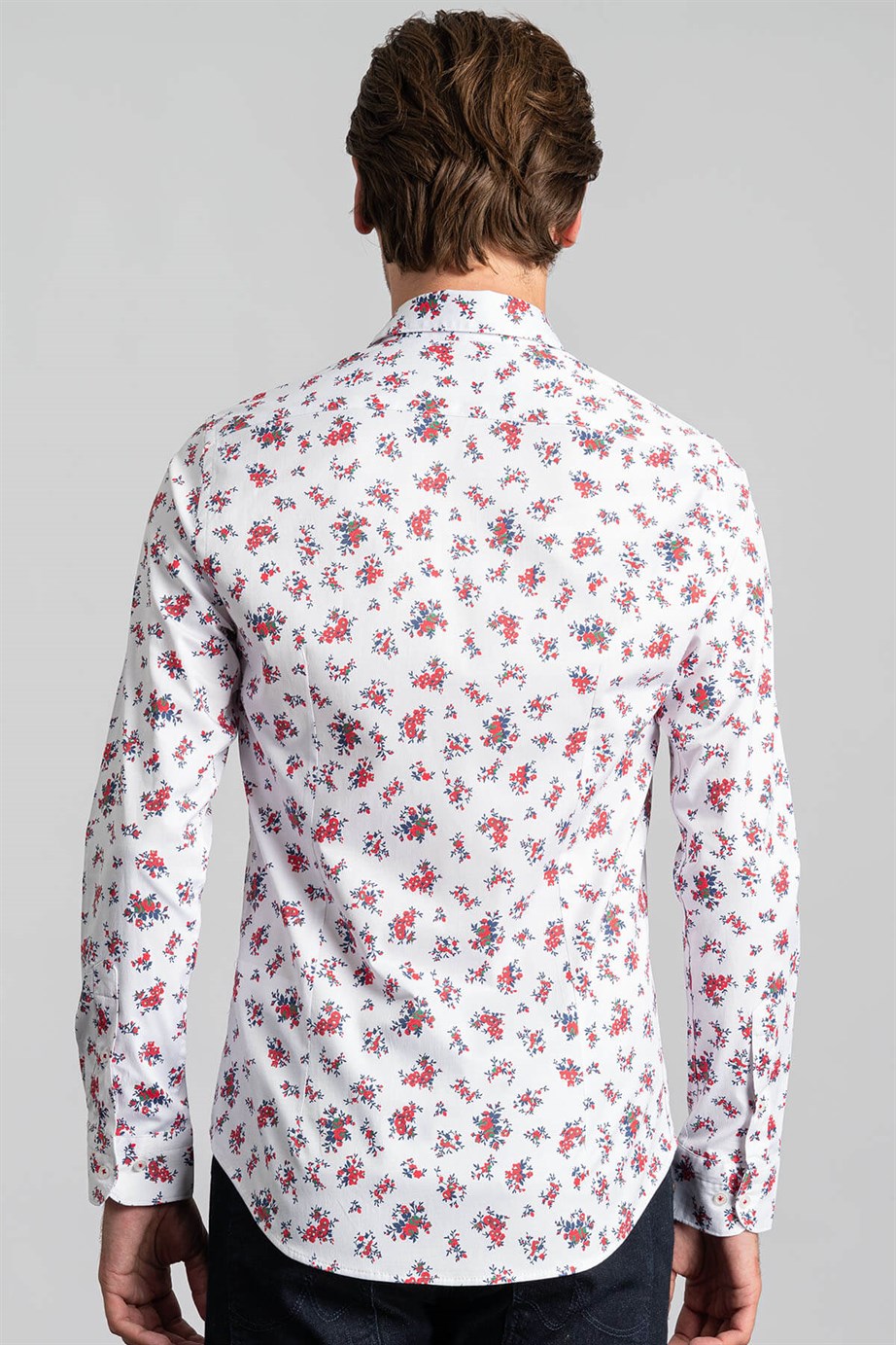 Super Slim Fit Baskılı Desenli Likralı Erkek Gömlek