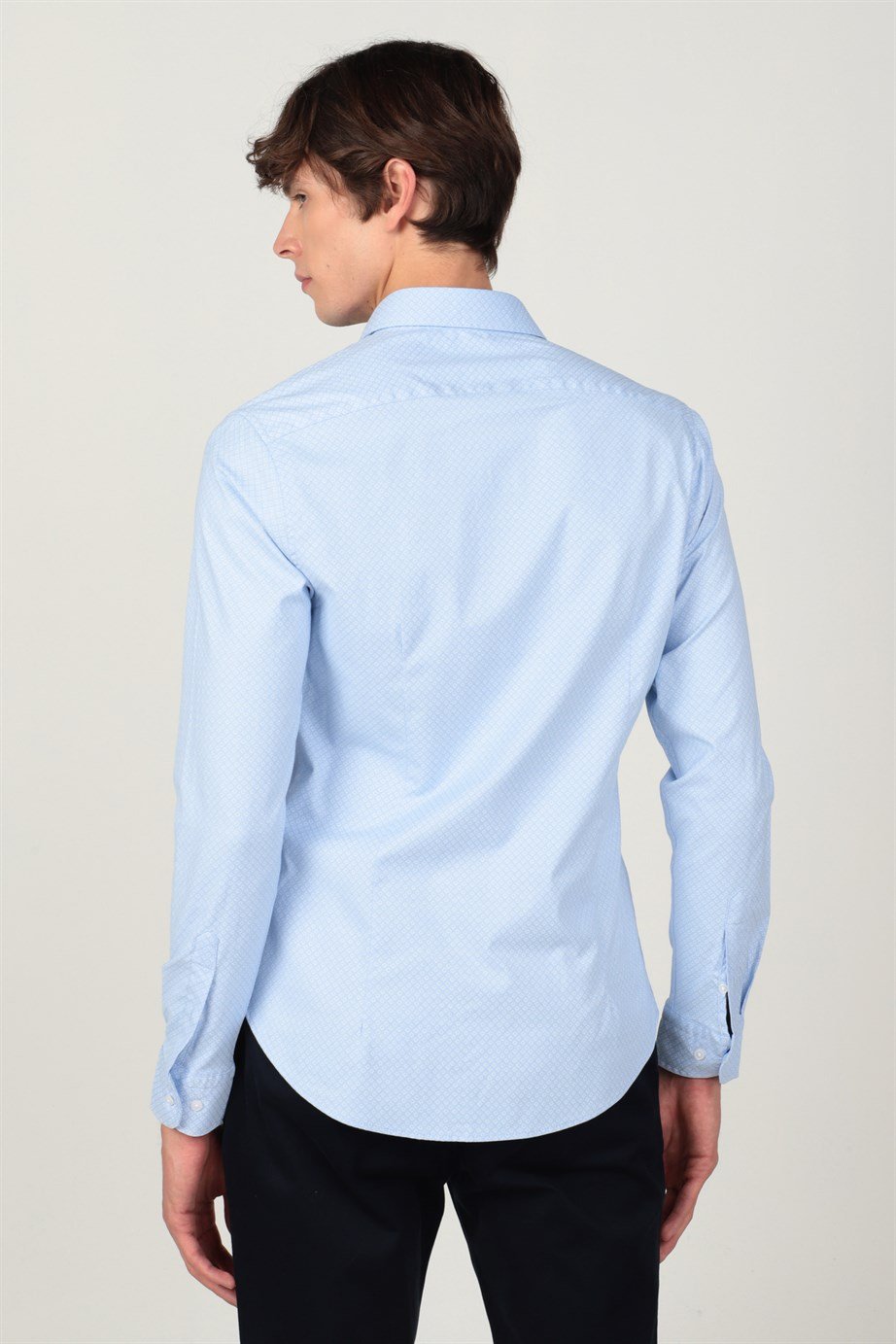 Süper Slim Fit Uzun Kol Baskılı Likralı Esnek Kumaş Erkek Gömlek