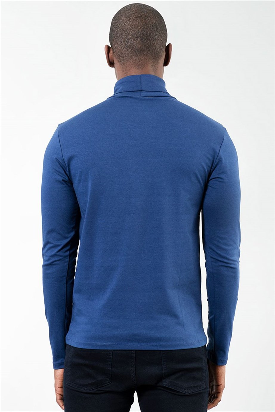 Slim Fit Dar Kesim Tam Balıkçı Yaka Düz İnce Erkek Sweatshirt