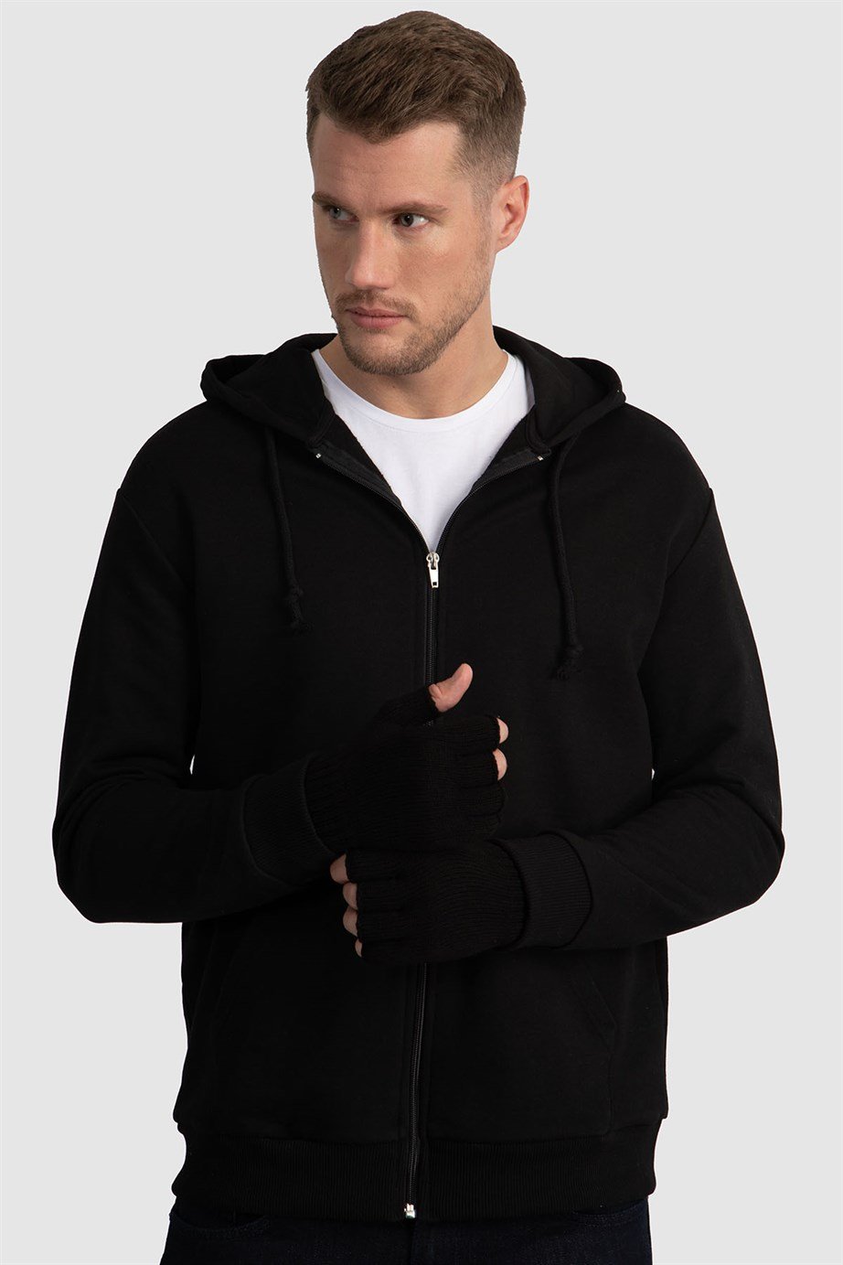 Fermuarlı Kapüşonlu Sweatshirt