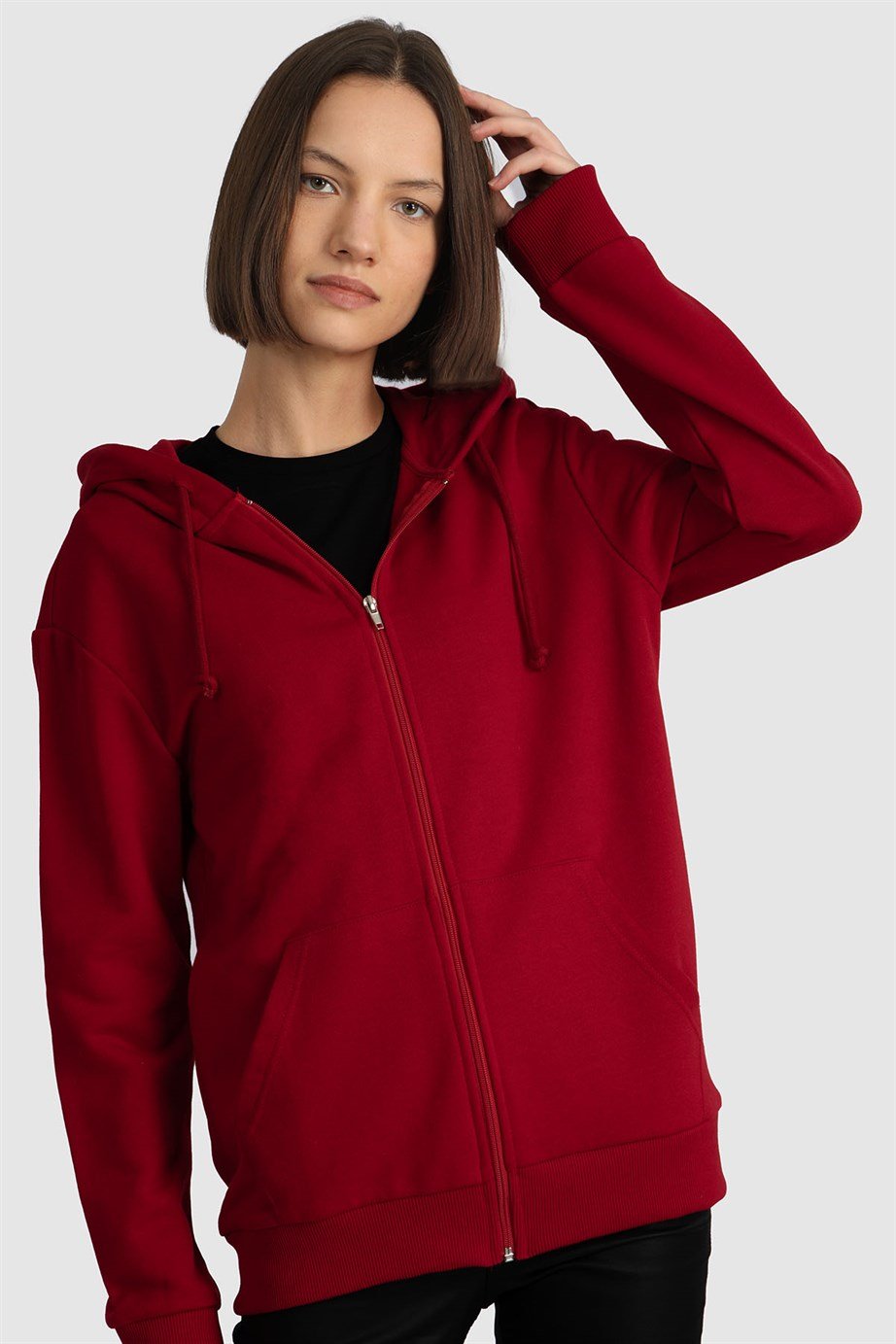 Fermuarlı Kapüşonlu Sweatshirt