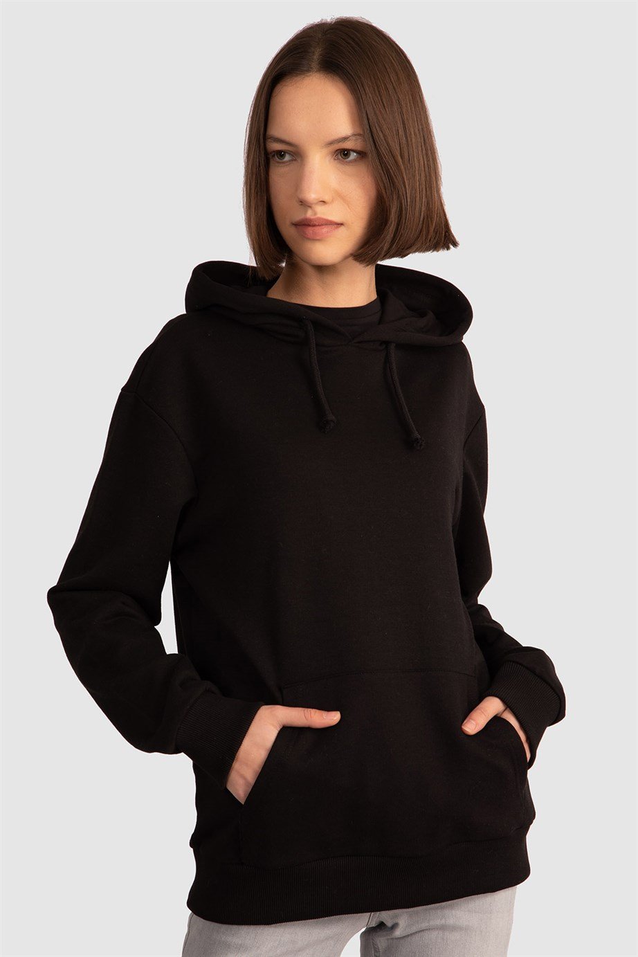 Kapüşonlu Basıc Sweatshirt
