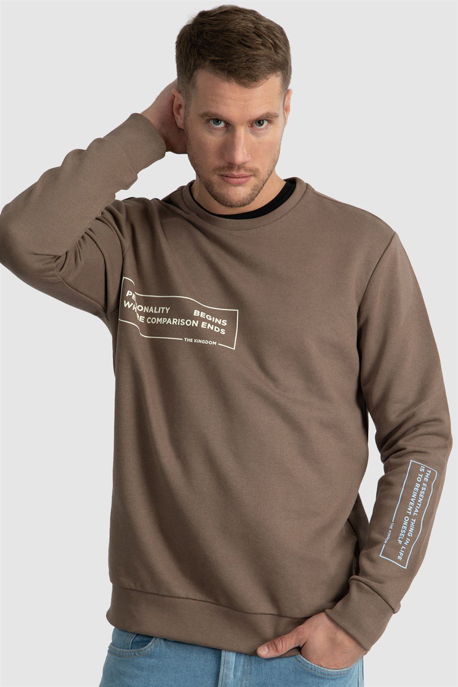 Bisiklet Yaka Baskılı Sweatshirt