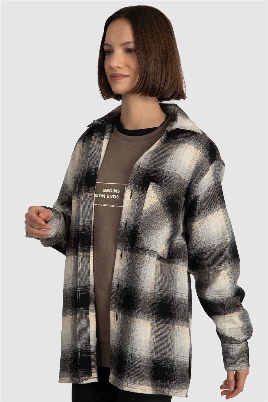 Bisiklet Yaka Baskılı Sweatshirt