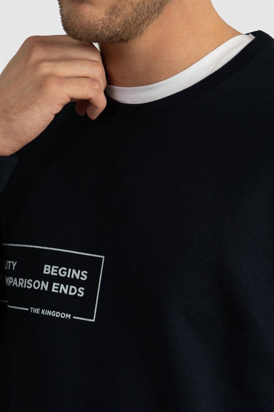 Bisiklet Yaka Baskılı Sweatshirt