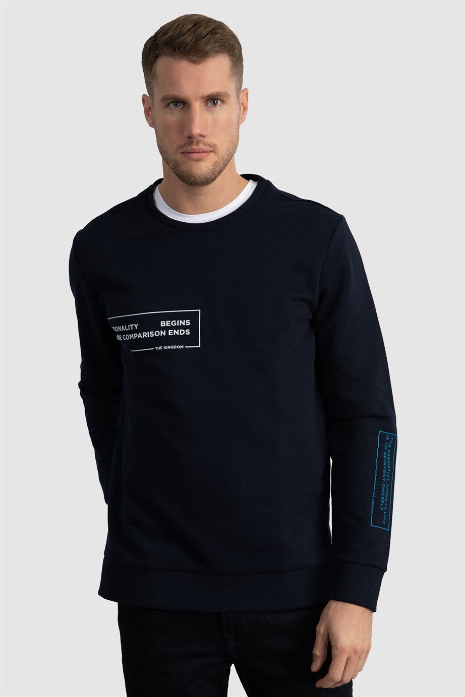 Bisiklet Yaka Baskılı Sweatshirt