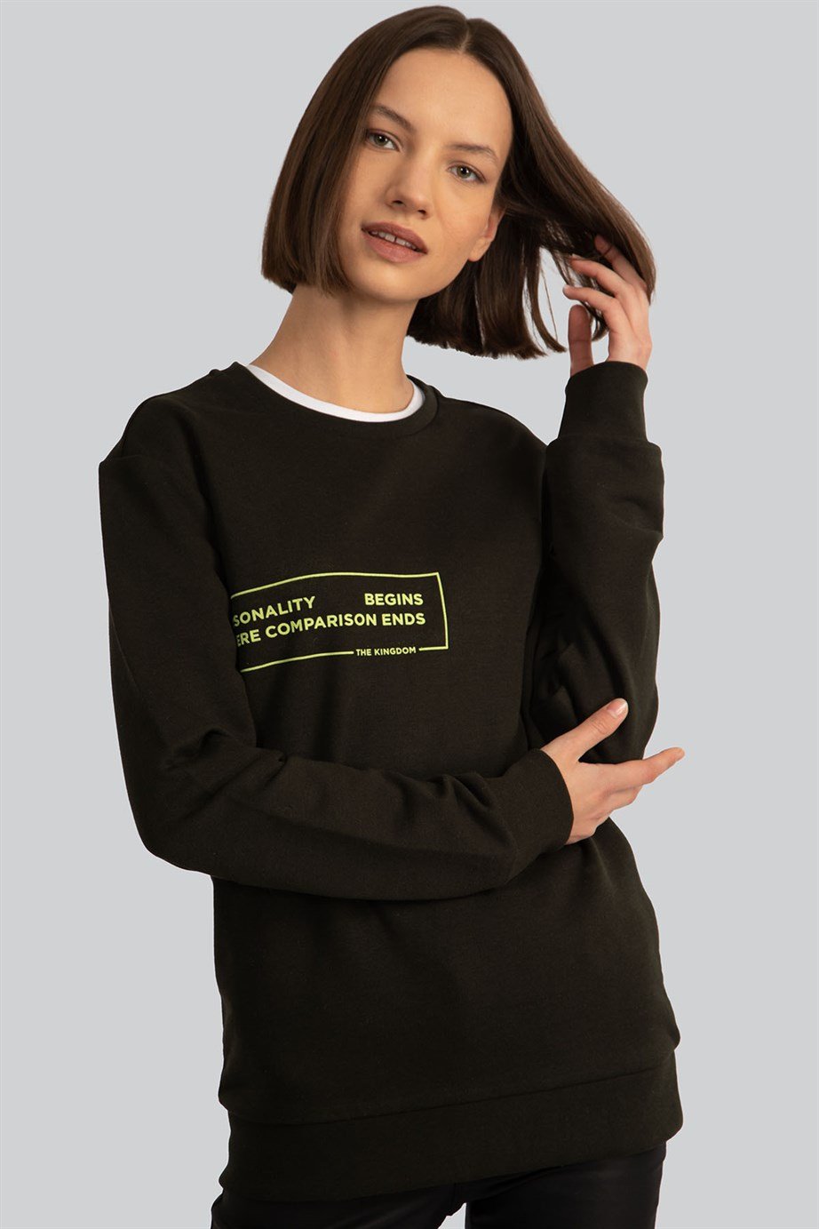 Bisiklet Yaka Baskılı Sweatshirt