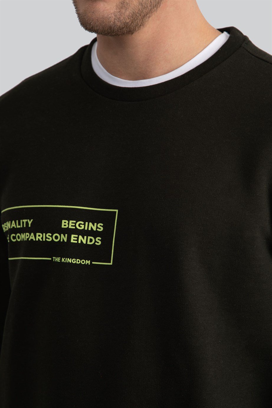 Bisiklet Yaka Baskılı Sweatshirt