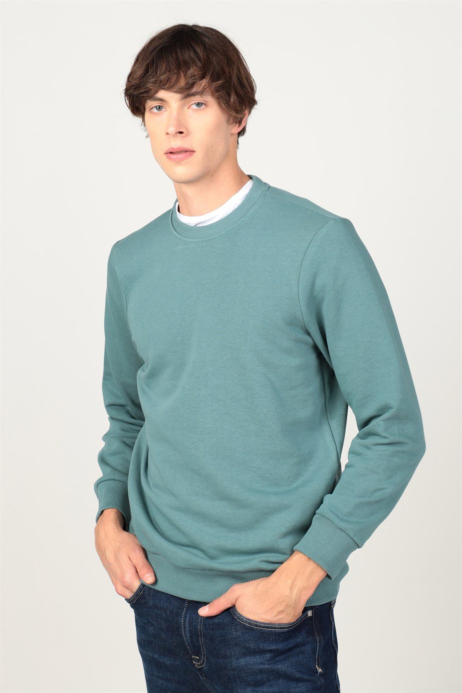 Bisiklet Yaka Basıc Unisex Sweatshirt