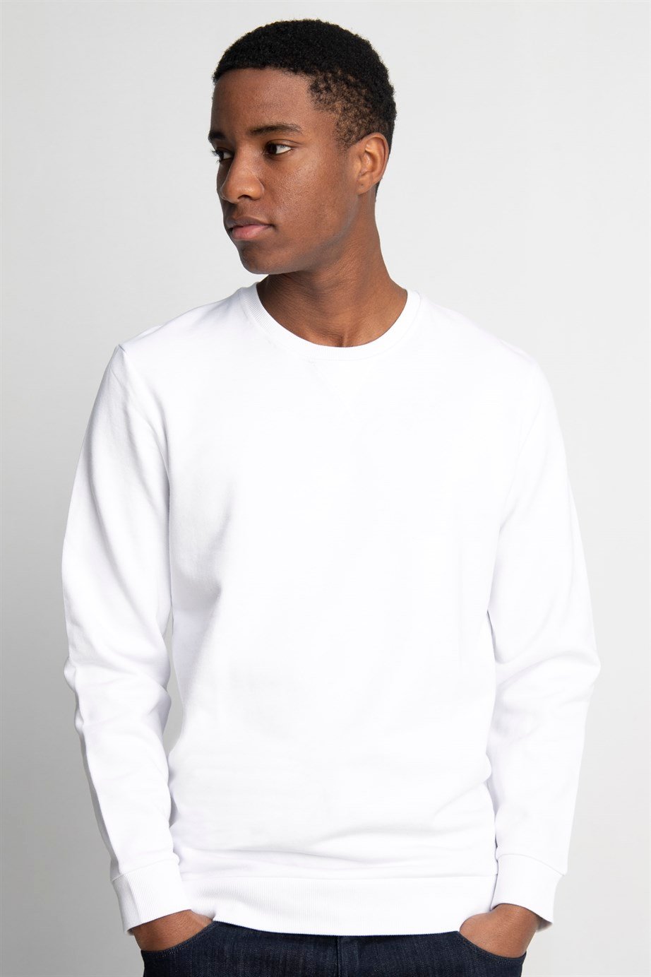 Pamuk Bisiklet Yaka Basıc Unisex Sweatshirt