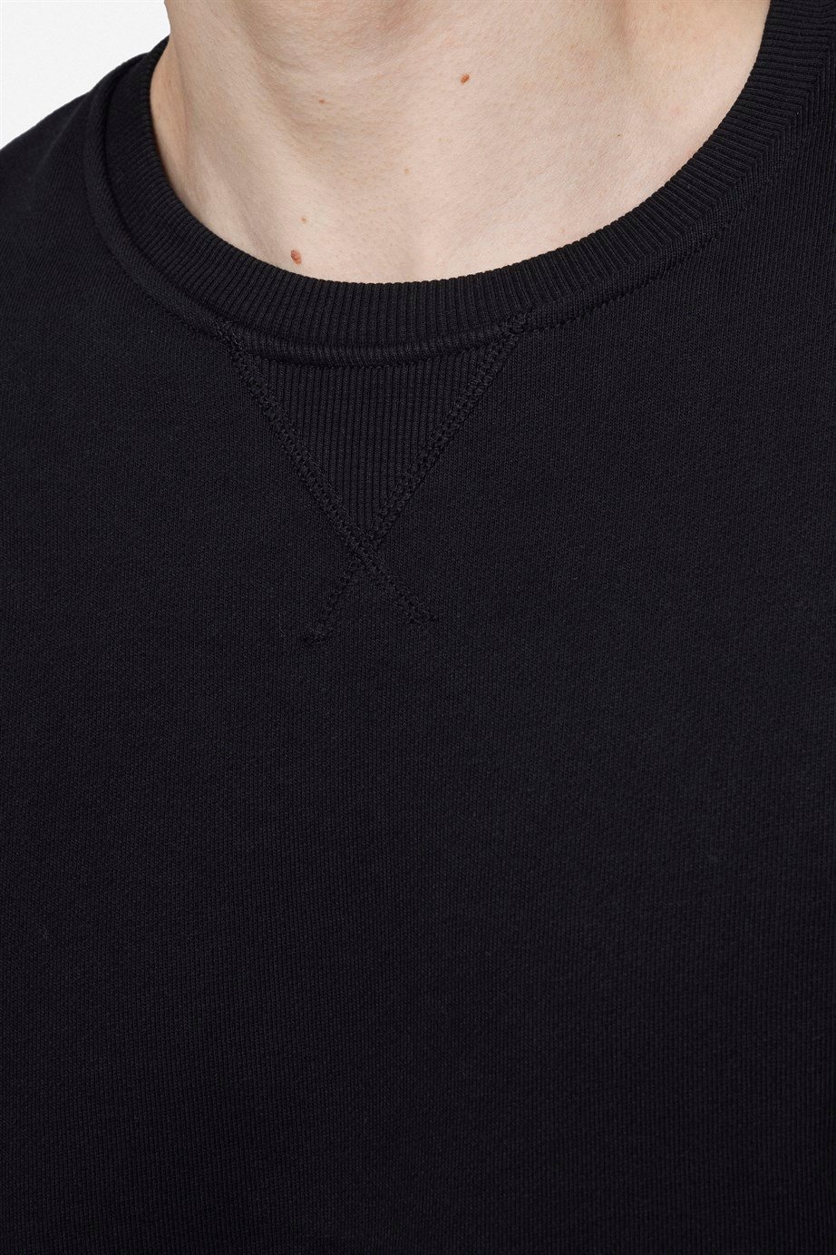 Pamuk Bisiklet Yaka Basıc Unisex Siyah Sweatshirt