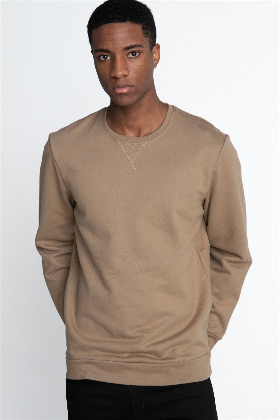 Pamuk Bisiklet Yaka Basıc Unisex Sweatshirt