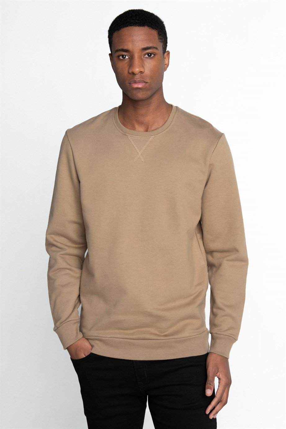 Pamuk Bisiklet Yaka Basıc Unisex Sweatshirt