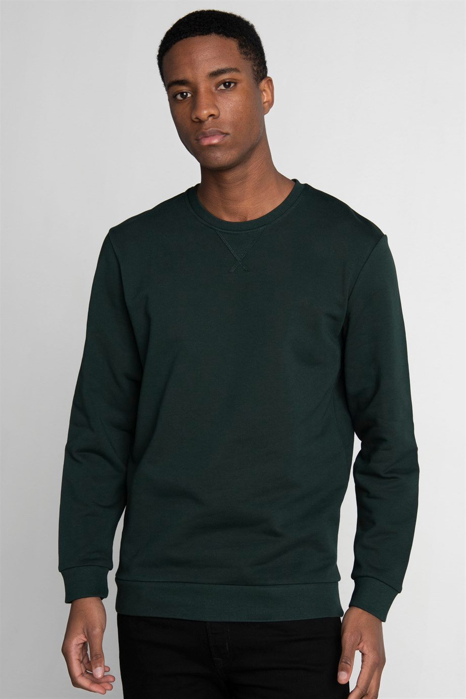Pamuk Bisiklet Yaka Basıc Unisex Sweatshirt