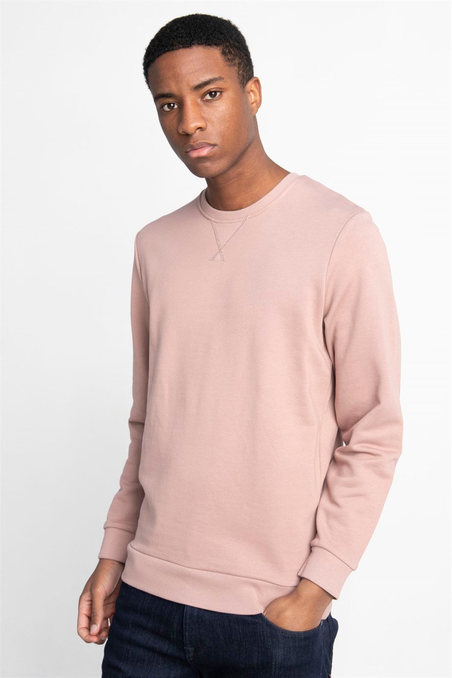Pamuk Bisiklet Yaka Basıc Unisex Sweatshirt