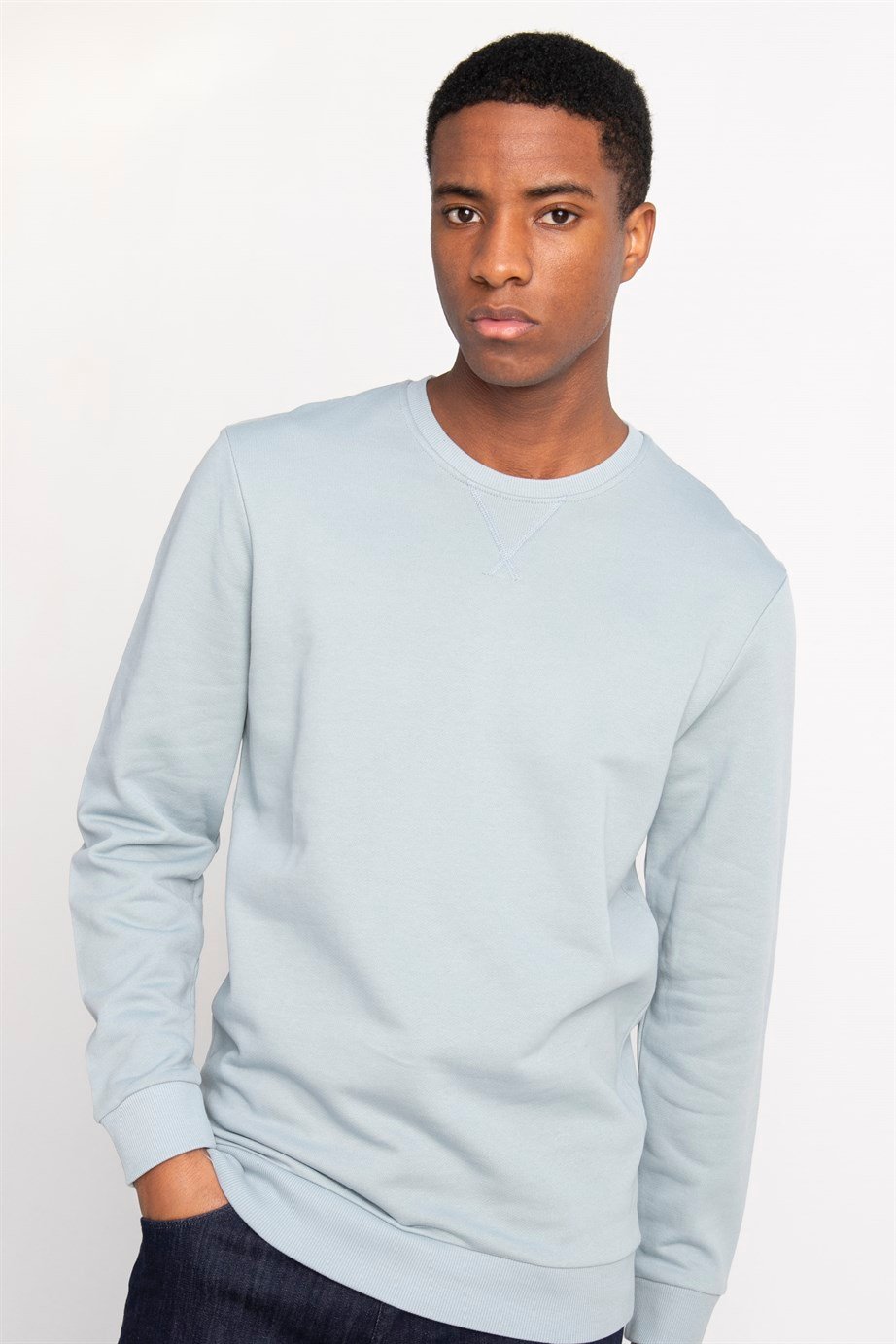 Pamuk Bisiklet Yaka Basıc Unisex Sweatshirt