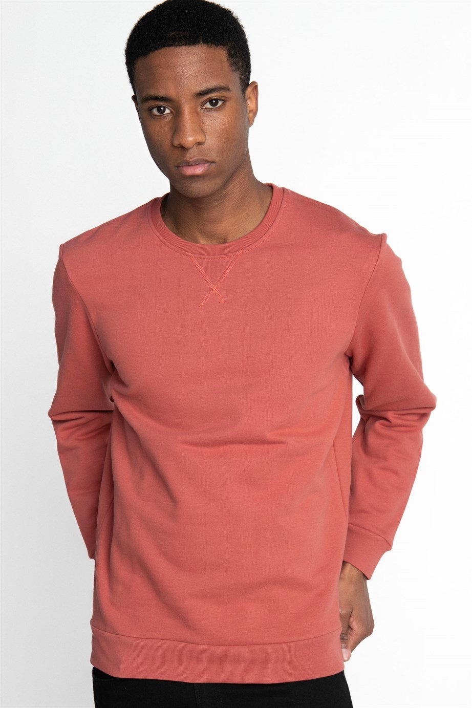 Pamuk Bisiklet Yaka Basıc Unisex Sweatshirt