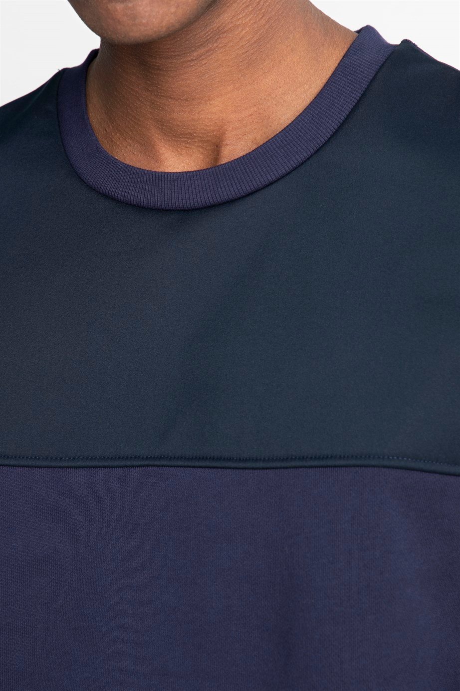 Pamuk Bisiklet Yaka Önü Parçalı Sweatshirt