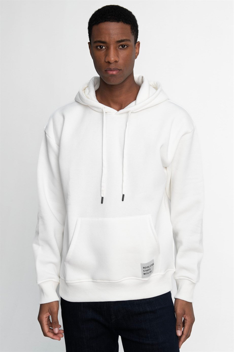 Pamuk Kapüşonlu Basıc Unisex Sweatshirt