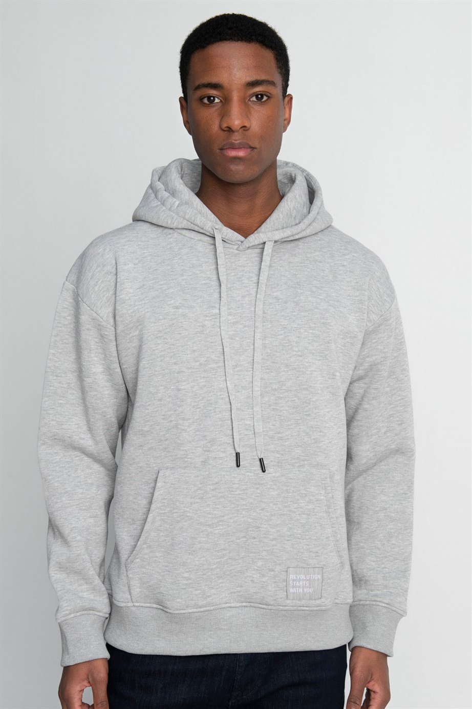 Pamuk Kapüşonlu Basıc Unisex Sweatshirt