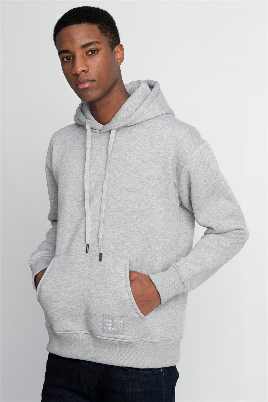 Pamuk Kapüşonlu Basıc Unisex Sweatshirt