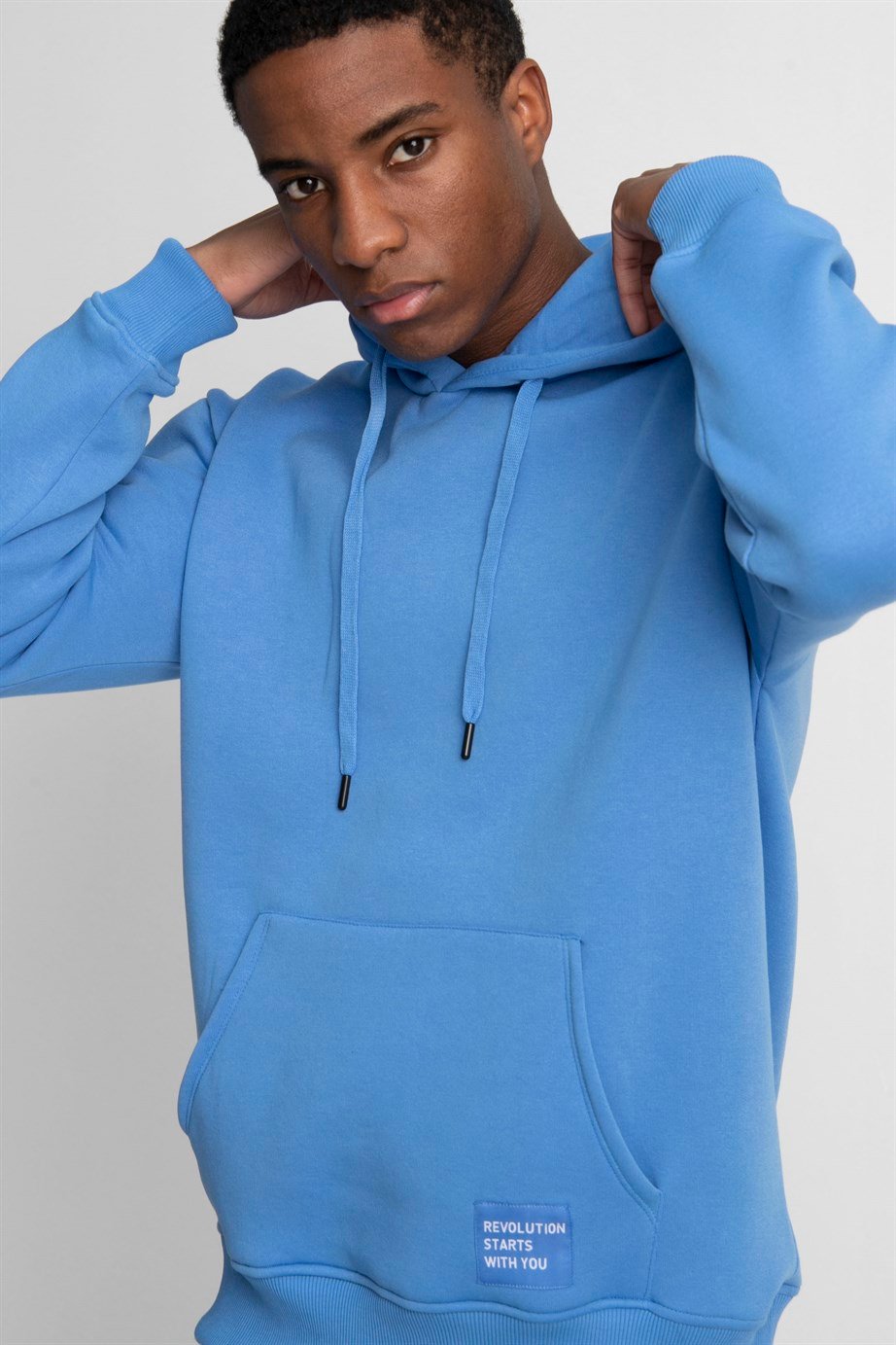 Pamuk Kapüşonlu Basıc Unisex Sweatshirt